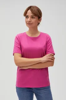 Gładki bawełniany t-shirt fuksjowy