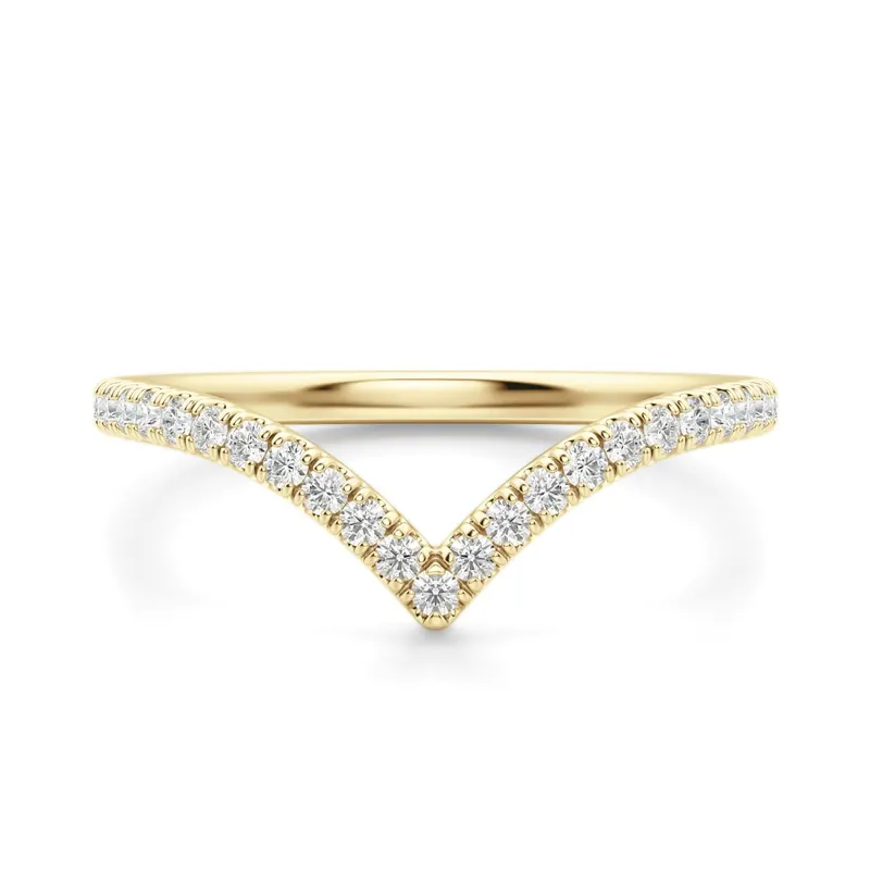 Obrączka Ślubna Luxe Chevron Accented Laboratoryjny Diament 585 Żółte Złoto (14K)