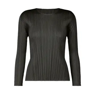 ISSEY Basic Classic Style Ruffled Round-neck Solid Color Slim-Fitting Long-Sleeved Shirt T-Shirt