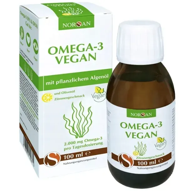 Norsan Omega-3 Vegan Olej z Alg Roślinnych W Płynie Smak Cytrynowy 100 ml