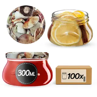 Słoiki na przetwory Raja 300ml 100szt fi 82 mm + wieczka "Grzyby"