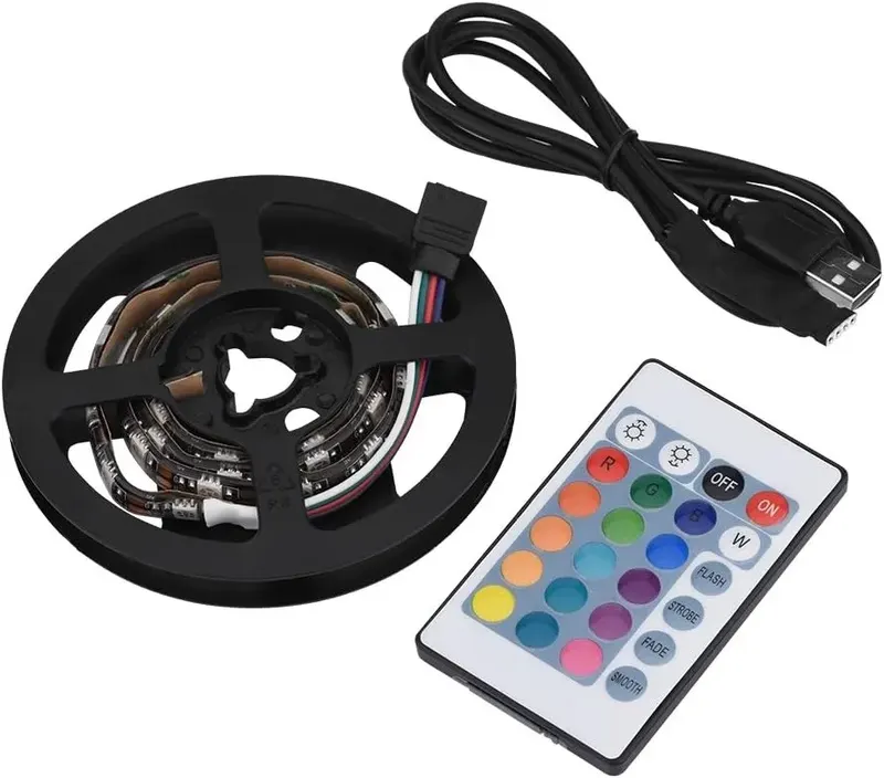 TAŚMA LED RGB 50CM PILOT 24 PRZYCISKI WODOSZCZELNA USB