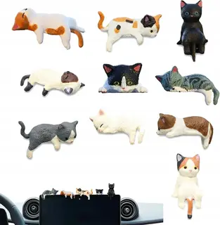 10 figurek mini kotków z żywicy dekoracja auta biurka