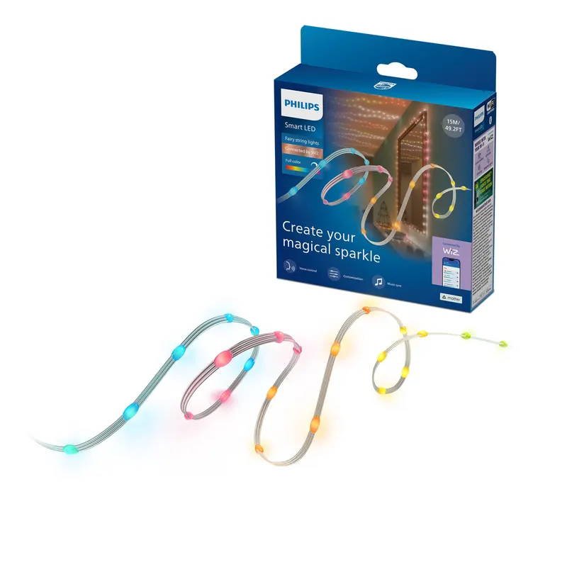 Lampki Choinkowe LED Zewnętrzne Wewnętrzne PHILIPS SMART 15m USB RGBIC Gradient, Inteligentne, Gamingowe, Kolorowe, Fairy String Light, WiFi, Blueto..