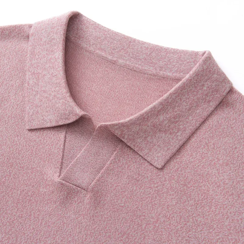 Men's Knit Business Polo T-Shirt Lyocell Breathable Elastic Slim Fit Solid Color Lapel Short Sleeve Top Turn-Down Collar Shirts