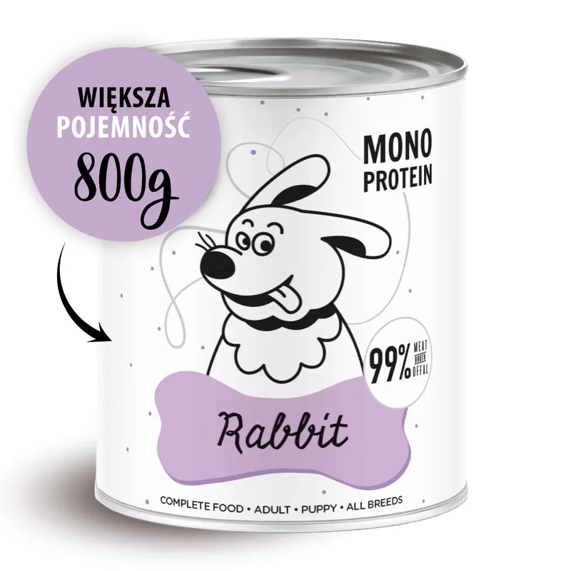 PAKA ZWIERZAKA Pepe Rabbit Mono - mokra karma dla psa - 800g