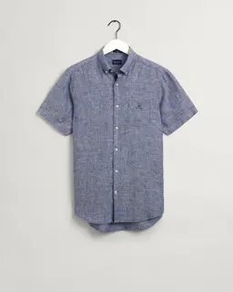 Gant Koszula Męska Z Krótkim Rękawem Regular Fit Granatowa