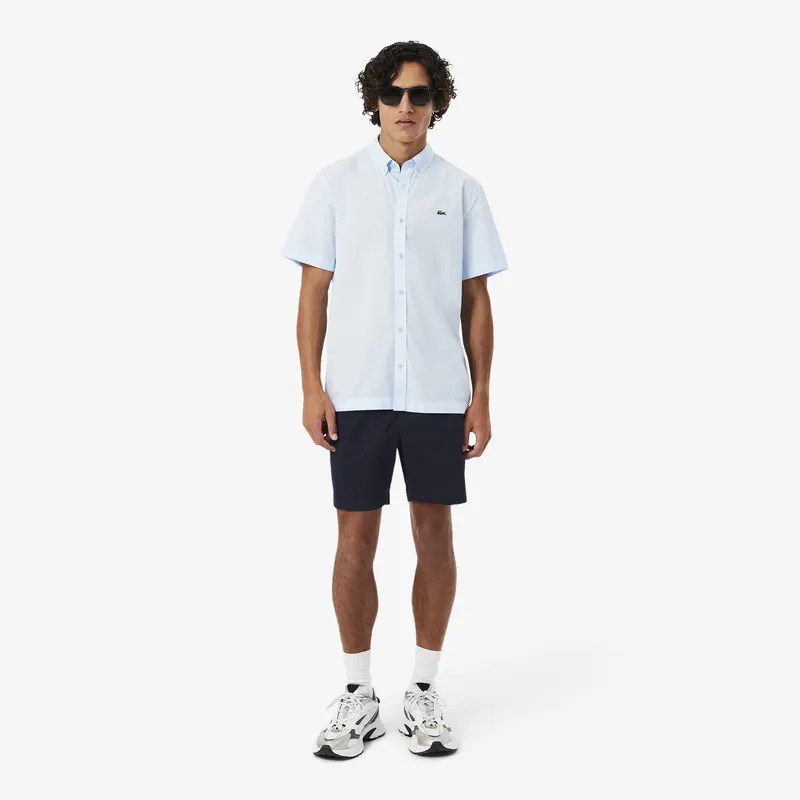 Lacoste Szorty Z Bawełny Stretch Regular Fit Męskie Niebieski