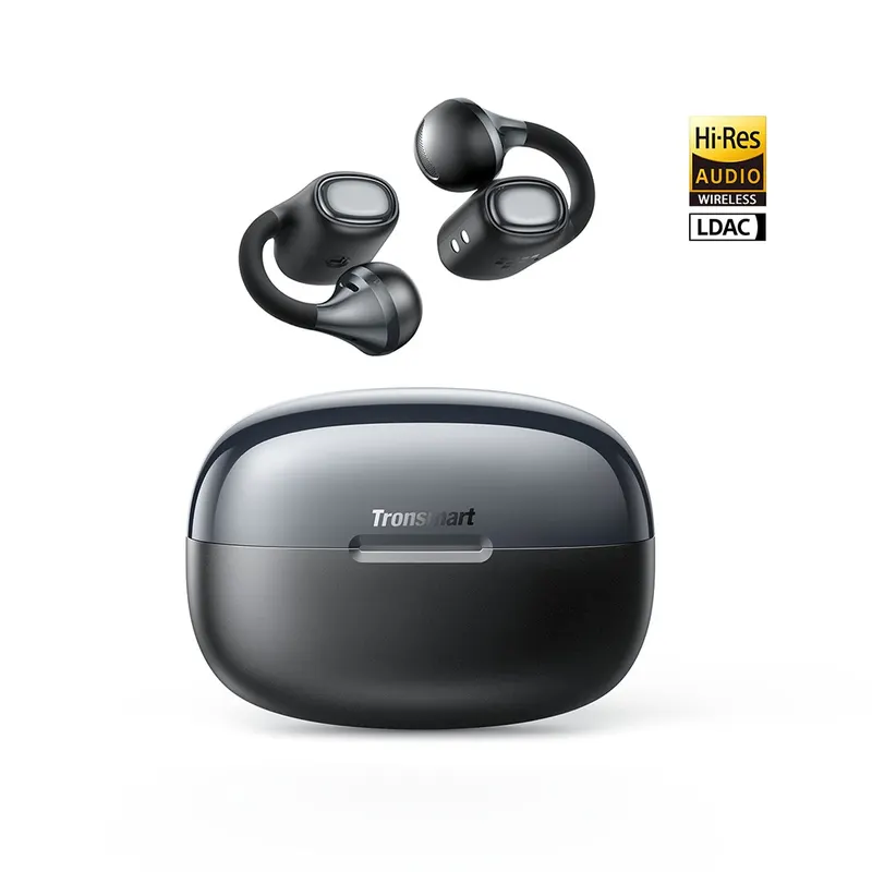 Słuchawki douszne Tronsmart OpenFly Clip 2 Open-Ear Clip-On, Bluetooth 6.0, dźwięk LDAC, przetworniki 11 mm, bas SoundPulse, 8 godzin odtwarzania – czarne