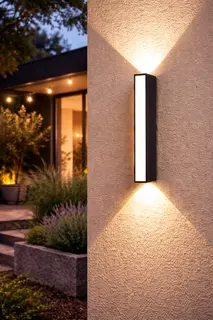 TRIVION – Nowoczesny Kinkiet Elewacyjny LED Góra–Dół + Przód | IP65 | Czarny Mat | Aluminium