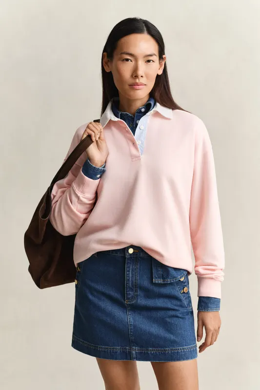Gant Bluza Damska Z Długim Rękawem İ Kołnierzykiem Polo Relaxed Fit