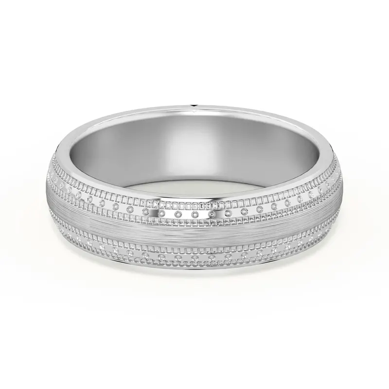 Double Beaded Wysoka Polska Obrączka Ślubna 585 Białe Złoto (14K) 5 MM
