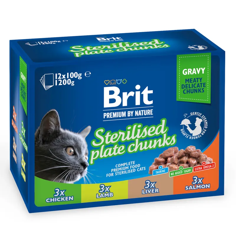 Brit Premium Cat, 12 x 100 g - Sterilised Plate