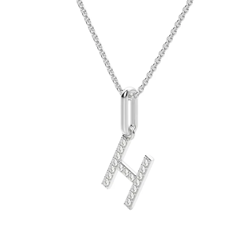 Wisiorek Litera "H" Laboratoryjny Diament 585 Białe Złoto (14K)