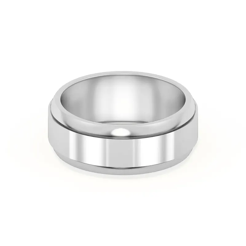 Raised Edge Channel High Polish Obrączka Ślubna 585 Białe Złoto (14K) 7 MM