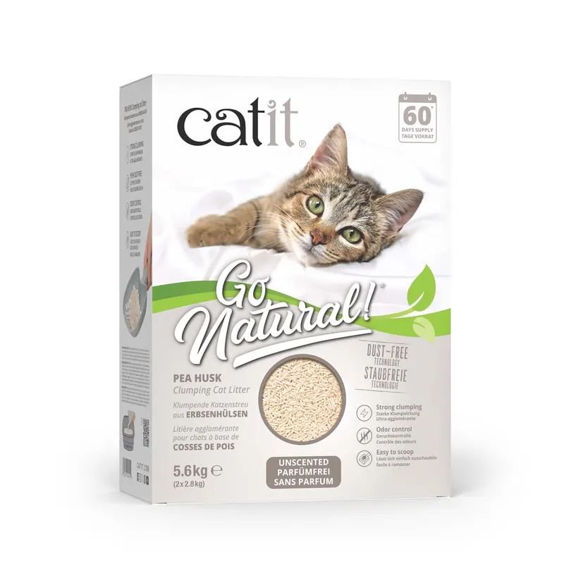 Catit Go Natural żwirek dla kota z łupin grochu, bezzapachowy - 11,2 kg (4 x 2,8 kg)