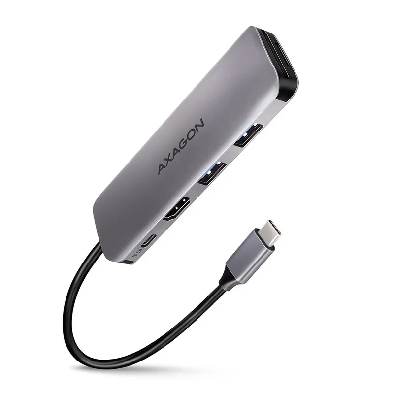 AXAGON HMC-5 Wieloportowy hub USB-C 5w1, 5Gbps, 2x USB-A, HDMI 4K/30Hz, SD/microSD, PD 100W, kabel 20 cm