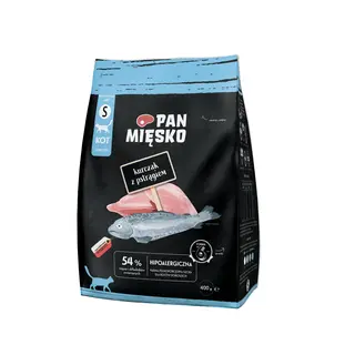 PAN MIĘSKO Kurczak z pstrągiem S - sucha karma dla kota - 400g