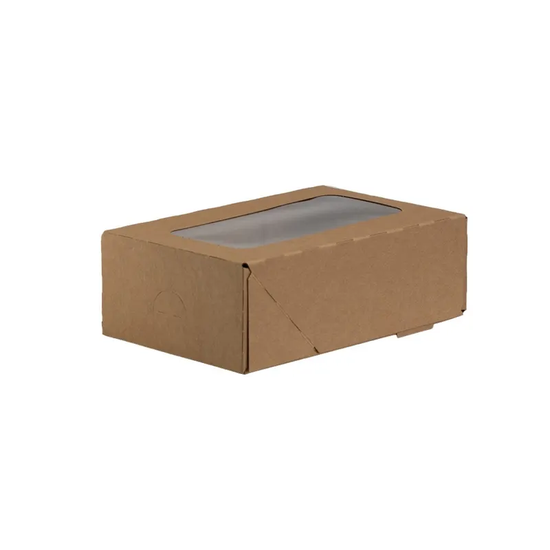 10x Pudełko na ciasto, z oknem 12.5x21x7 cm zamykane TEKTURA LITA brązowy