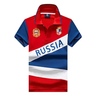 New Summer Men's Polo Shirt RUSSIA Country Embroidery High Quality Short-sleeved Loose Sports Golf Collar T-shirts