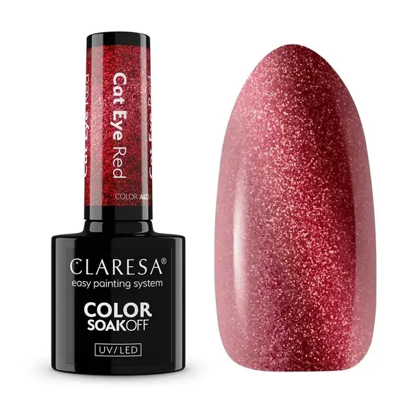 Claresa Lakier hybrydowy Alchemy CAT EYE RED 5g - Czerwony