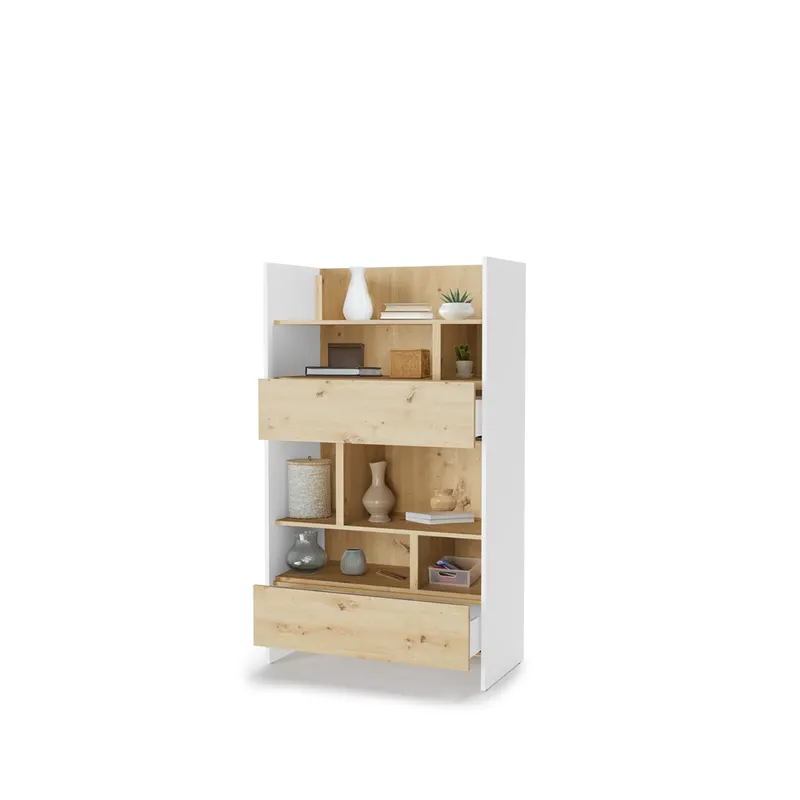 Regał Bed Concept BC-27 | 92x158X46 cm | Biały/Dąb Artisan | Biały/Dąb artisan regał Lenart | funkcjonalny | do półkotapczanu