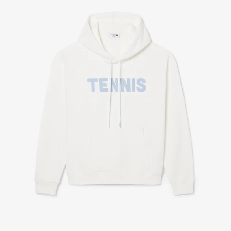 Lacoste Bluza Z Kapturem Z Nadrukiem Tenisowym Męskie Biały