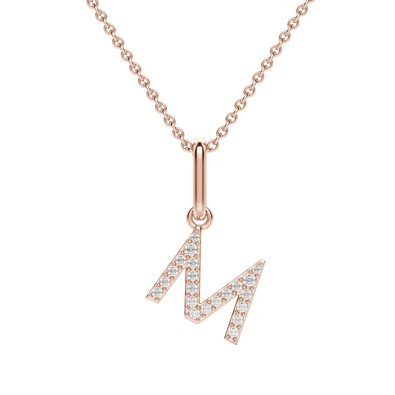 Wisiorek Litera "M" Laboratoryjny Diament 585 Różowe Złoto (14K)