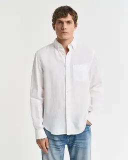 Gant Koszula Męska Z Długim Rękawem Regular Fit Biała