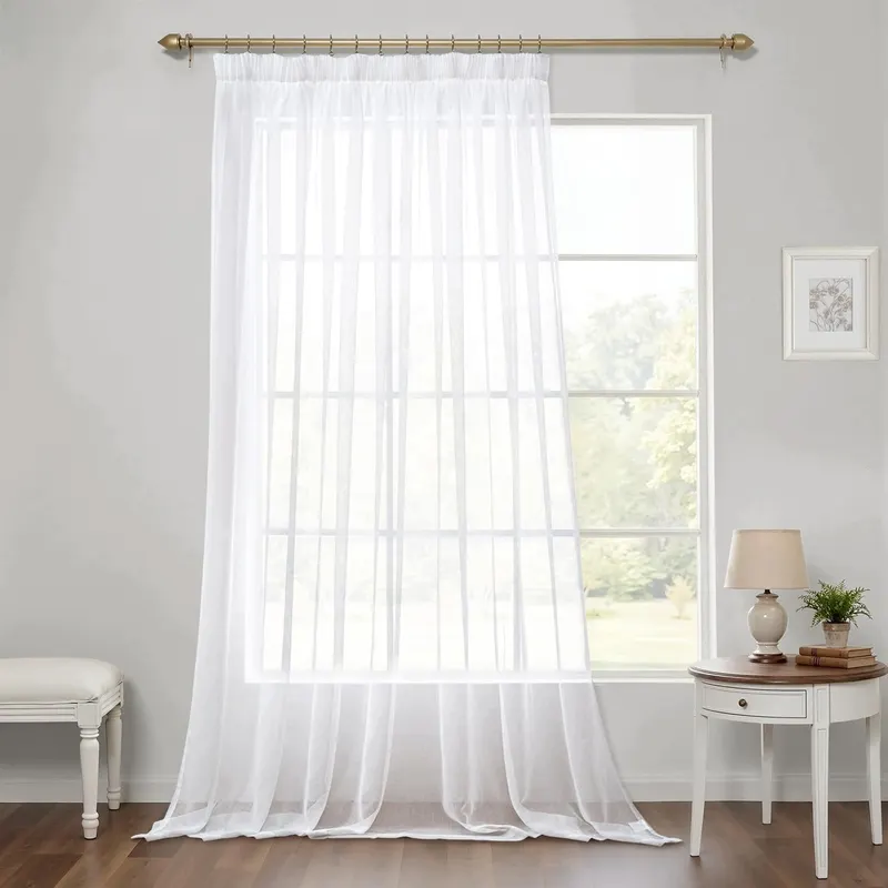 Firana gotowa woal biała 300x245 cm 1 panel przezroczysta z taśmą