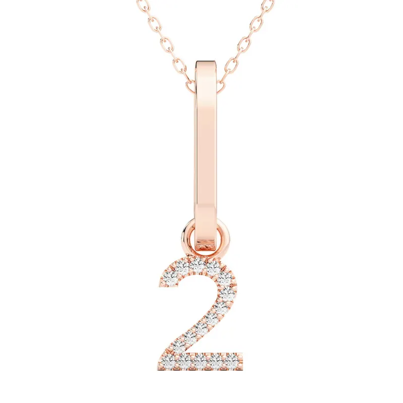 Wisiorek Numer "2" Laboratoryjny Diament 585 Różowe Złoto (14K)