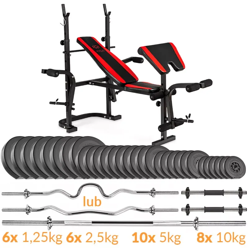 Zestaw obciążeń Sapphire Solid 167 kg z ławką xg035 + Gratis: modlitewnik