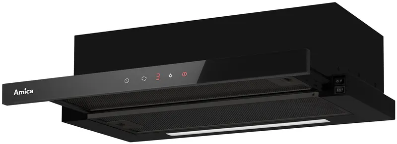 Okap teleskopowy Amica OTP6651BG 508m3/h Timer 60cm Czarne szkło