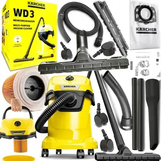 ODKURZACZ KARCHER PRZEMYSŁOWY DOMOWO-WARSZTATOWY NA MOKRO I SUCHO MOCNY WD3