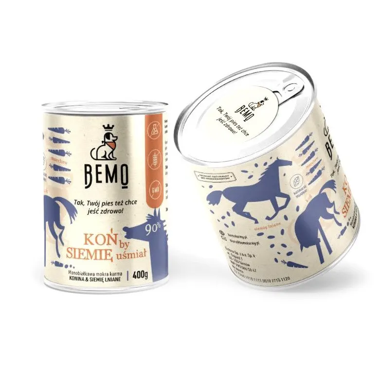 BEMO Koń by siemię uśmiał Mono - mokra karma dla psa - 400g