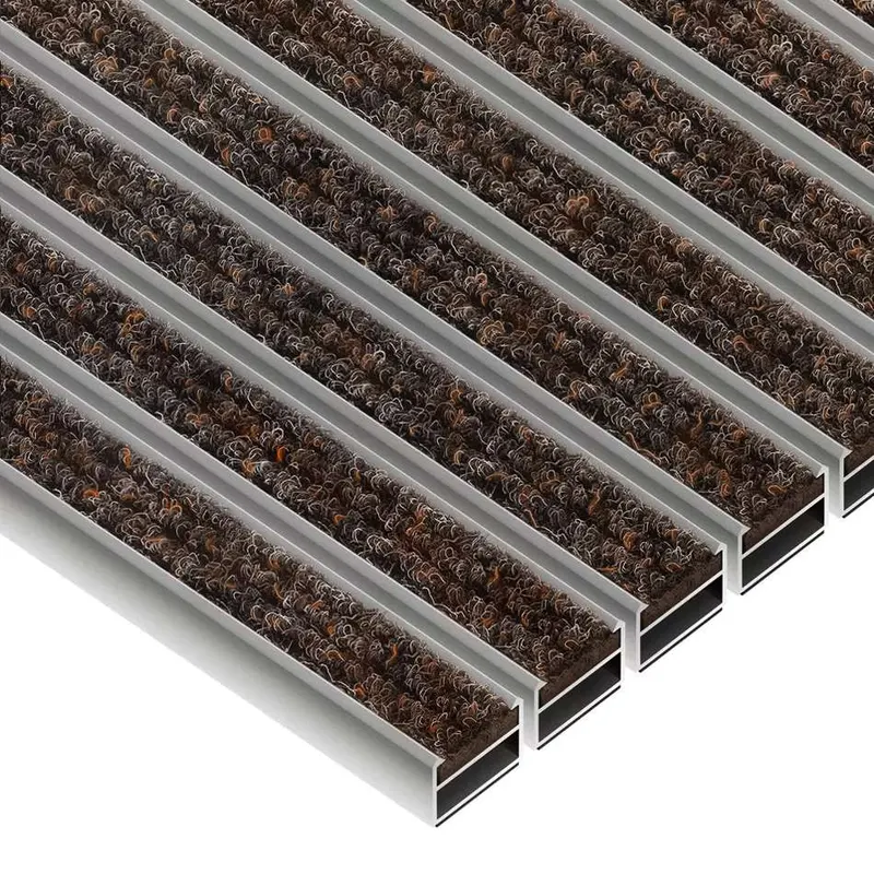 Wycieraczka aluminiowa na wymiar wkład tekstylny - Clean Ryps 17 mm brązowy