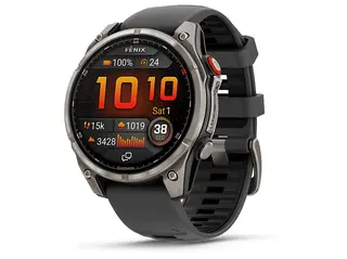 Smartwatch GARMIN fenix 8 Pro 47 mm Amoled Sapphire Tytanowy z paskiem silikonowym w kolorze czarno-szarym 010-03198-11