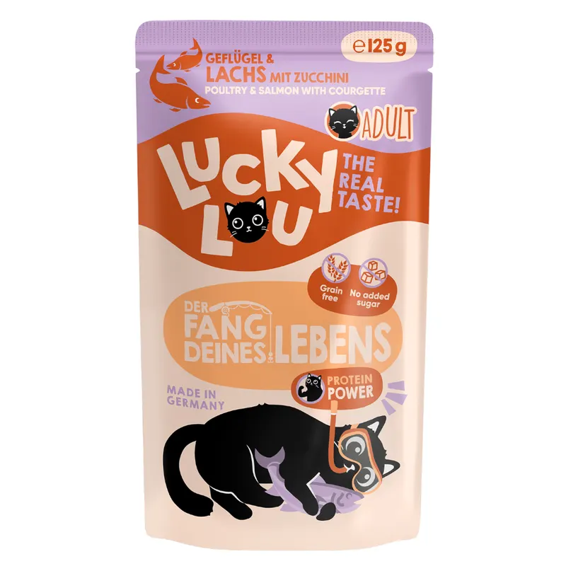 Lucky Lou Adult, 16 x 125 g - Drób i łosoś