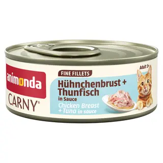 animonda Carny Adult Fine Fillets w sosie 12 x 60 g - Pierś z kurczaka i tuńczyk