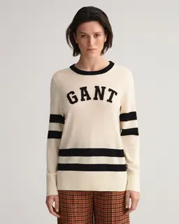 Gant Sweter Damski Z Nadrukiem I Okrągłym Kołnierzykiem Regular Fit