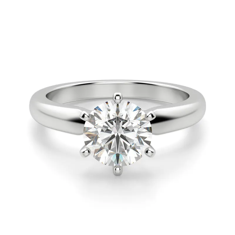 Tapered Klasyczny 6 Prong Solitaire Okrągły 0.75 krt Pierścionek Zaręczynowy Diament Laboratoryjny 950 Platyna