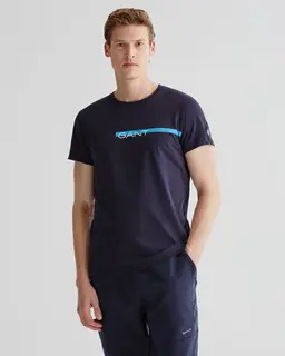 Gant Bawełniany T-Shirt Męski Z Nadrukiem Okrągły Kołnierzyk Regular Fit