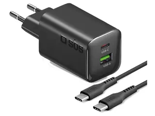 Zestaw ładujący (ładowarka sieciowa + kabel) SBS 65W GaN PD 1x USB-C USB-A kabel 1.5m Czarny