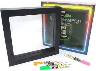 Świecąca ramka LED neon na wiadomości 23x23 cm z 4 długopisami