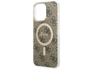 Etui GUESS Hardcase 4G Magsafe do iPhone 14 Pro 6,1 cala Brązowy GUHMP14LH4STW