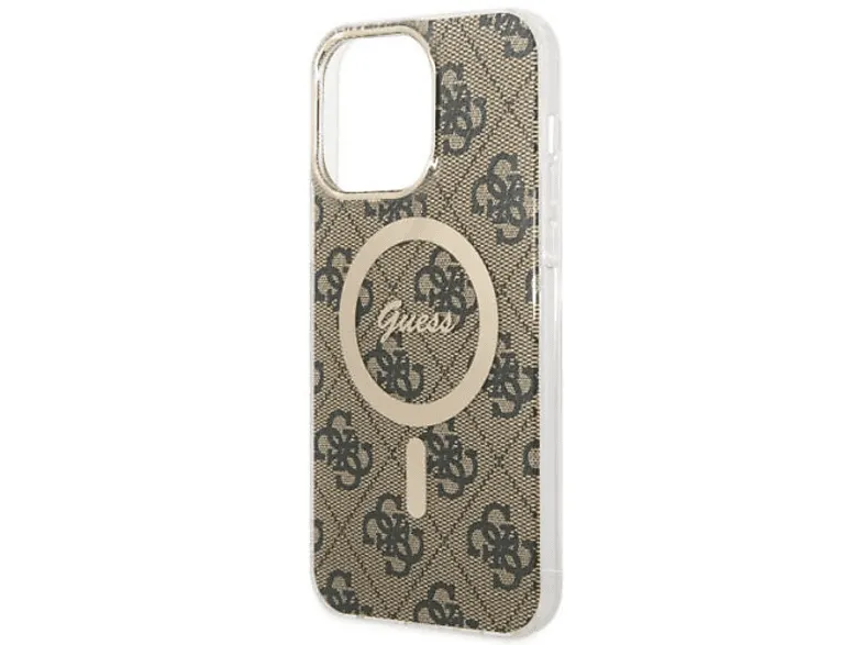 Etui GUESS Hardcase 4G Magsafe do iPhone 14 Pro 6,1 cala Brązowy GUHMP14LH4STW