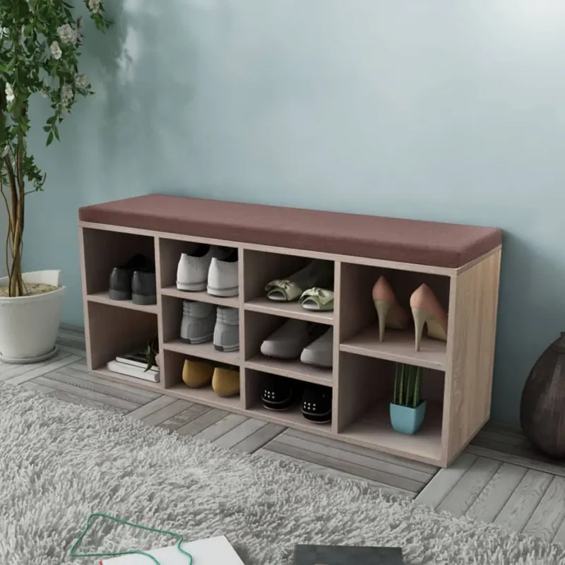 Szafka na buty z siedziskiem, 10 przegród, kolor dębu
