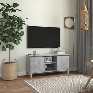 Szafka tv z drewnianymi nóżkami, szarość betonu, 103,5x35x50 cm
