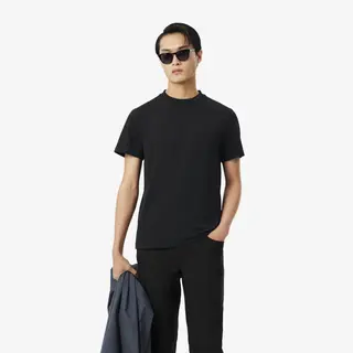Lacoste Żakardowy T-Shirt Piké Z Logo Commuter Męskie Czarny