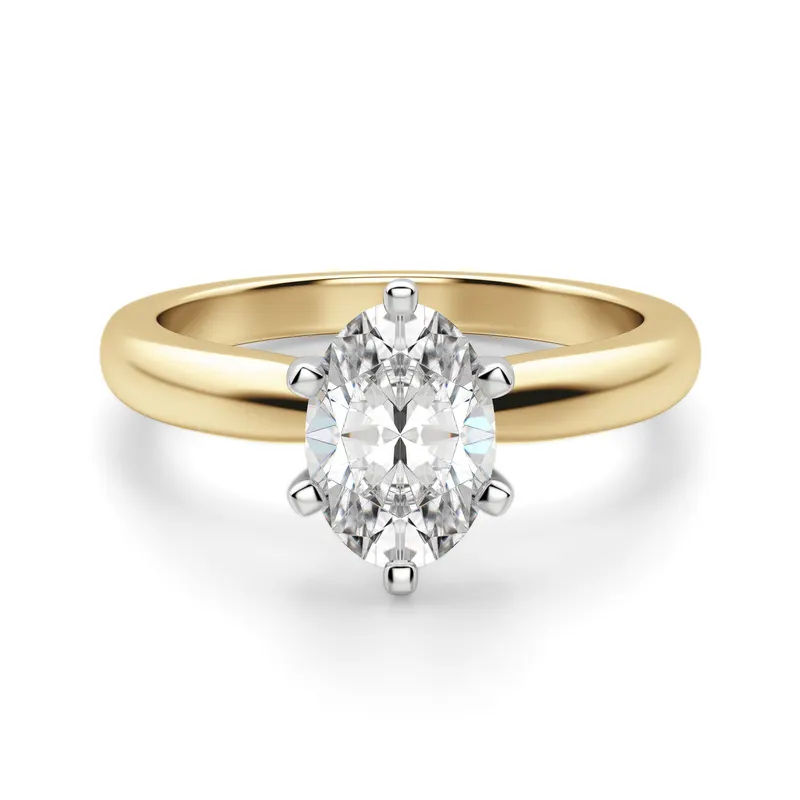 Tapered Klasyczny 6 Prong Solitaire Owalny 0.50 krt Pierścionek Zaręczynowy Diament Laboratoryjny 585 Żółte Złoto (14K)